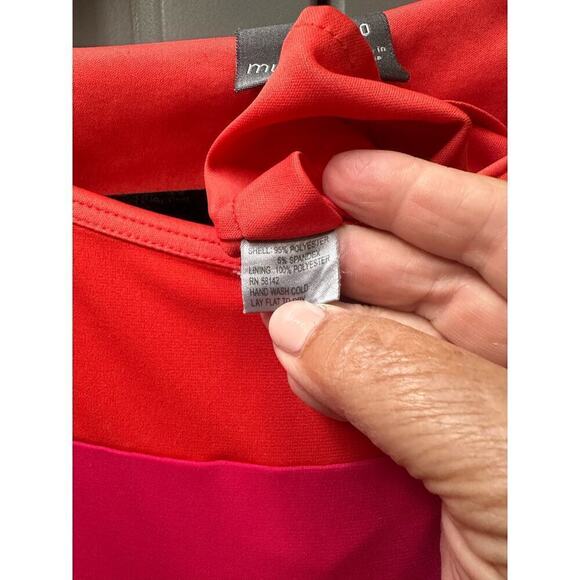 Muse Women's Short Dolman Sleeve Saffron Color Block Dress Size 10 Orange Pink - Picture 6 of 6